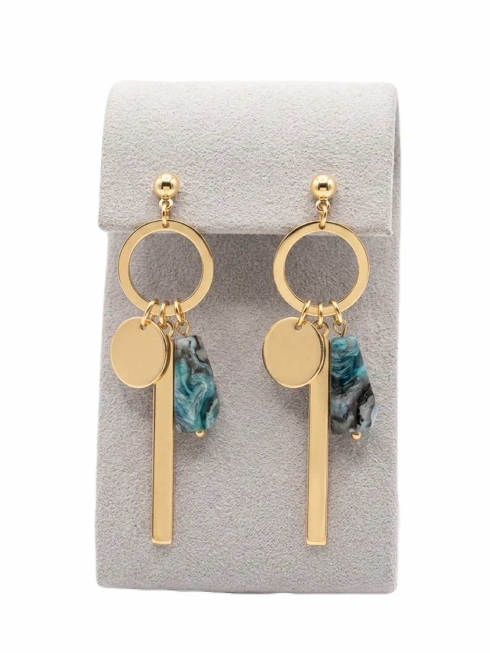 New 9k Gold & Kyanite Gemstone Stud Earrings